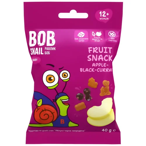 Снек фруктовий Bob Snail яблуко-чорна смородина 40г