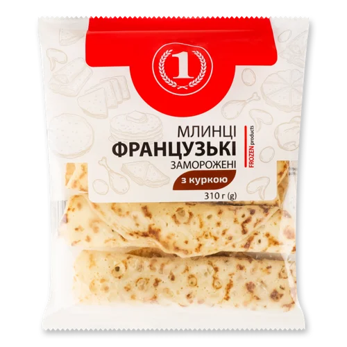 Млинці Заморожені З Куркою Вищого Ґатунку, ТМ '1', 310г
