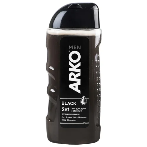 Гель для душу та шампунь Arko Black Глибоке очищення 2в1 260мл