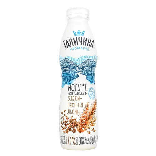 Йогурт «Галичина» злаки і насіння льону 2,2%, 550г