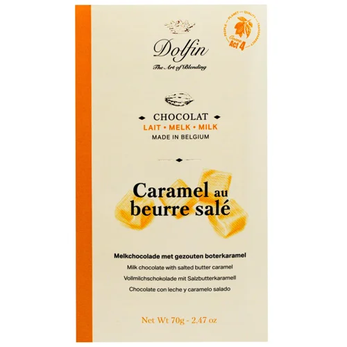 Шоколад молочний Dolfin з карамеллю та сіллю 70г