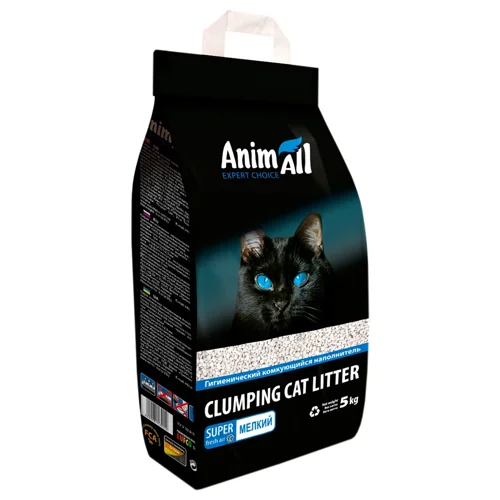 Наповнювач гігієнічний AnimAll для котів бентонітовий грудкувальний дрібний 5кг