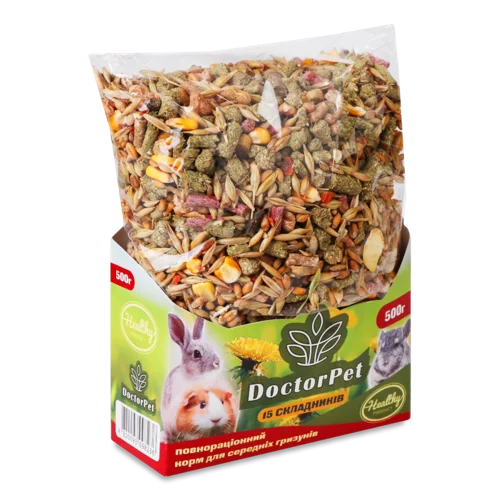 Корм для Середніх Гризунів, 15 Склянок, 500 г, Doctor Pet