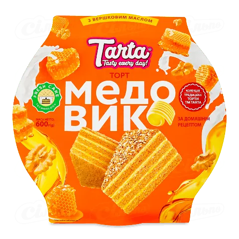 Торт Tarta «Медовик» бісквітний, 600г