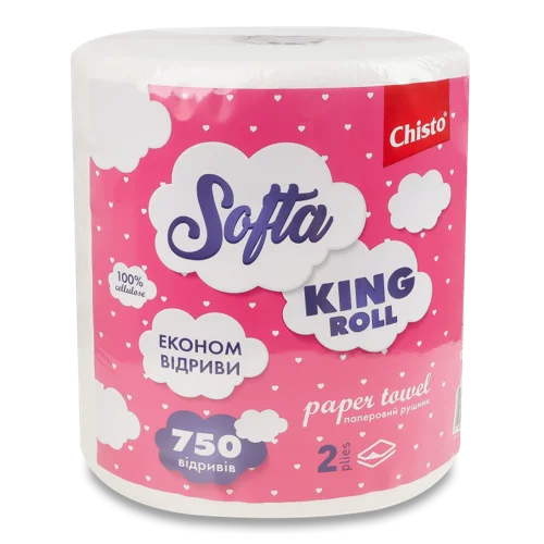 Рушник паперовий 2-шаровий King Roll Softa Chisto, в/ґ, 1 шт