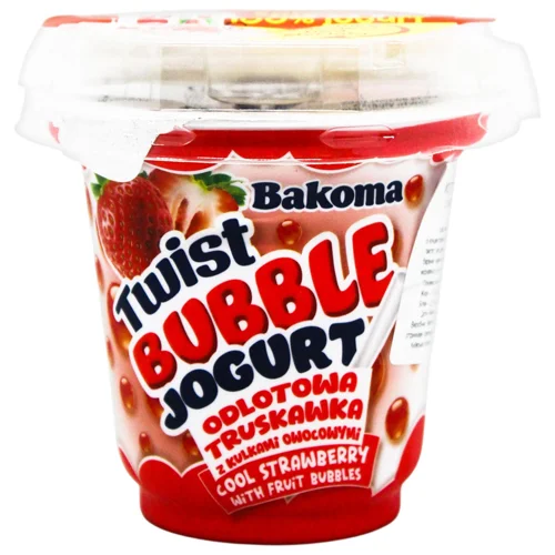 Йогурт Bakoma Twist Bubble Полуниця з фруктовими кульками 210г