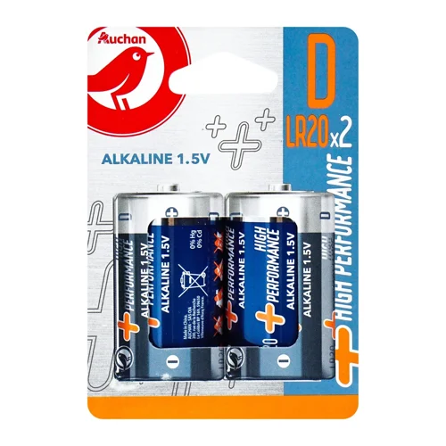 Батарейки Auchan алкалінові LR20 D 2шт