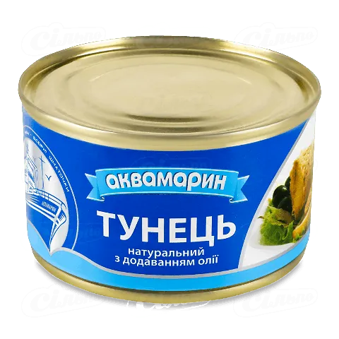 Тунець «Аквамарин» натуральний з додаванням олії, 230г