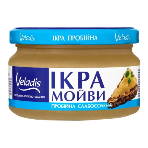 Ікра мойви пробійна Veladis солона в скляній банці 180г