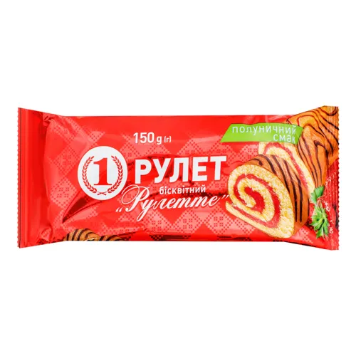 Рулет бісквітний полуничний смак Рулетте №1 м/у 150г