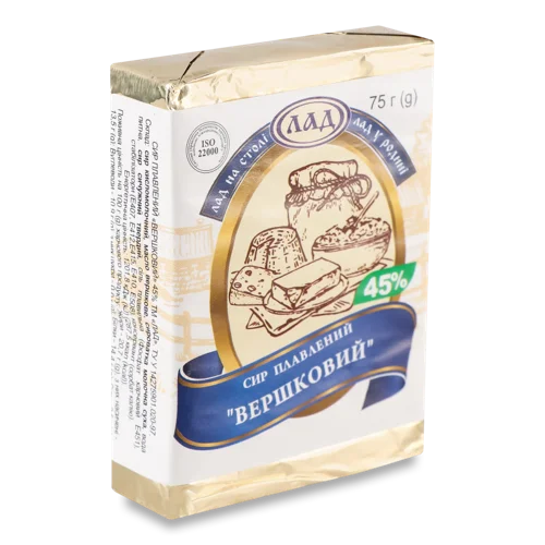 Сир Плавлений Вершковий 45% Лад м/у, 75г