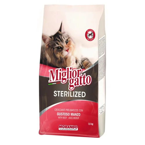 Корм сухий Migliorgatto з яловичиною для стерилізованих котів 1,5кг