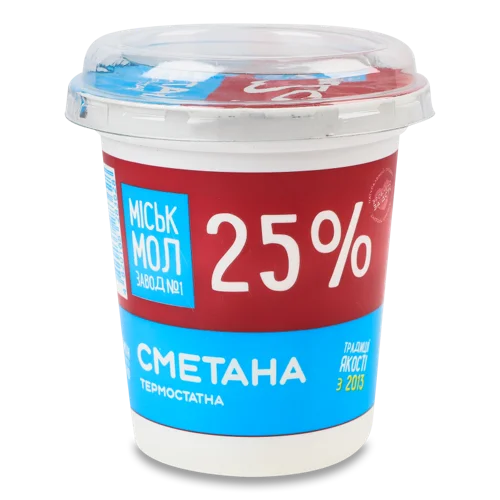 Сметана Термостатна 25% Міськмолзавод №1, ст 300г