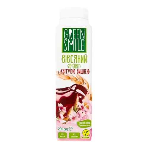 Продукт вівсяний 1.5% ферментований Квітуча вишня Yo'gurt Green Smile т/п 290г
