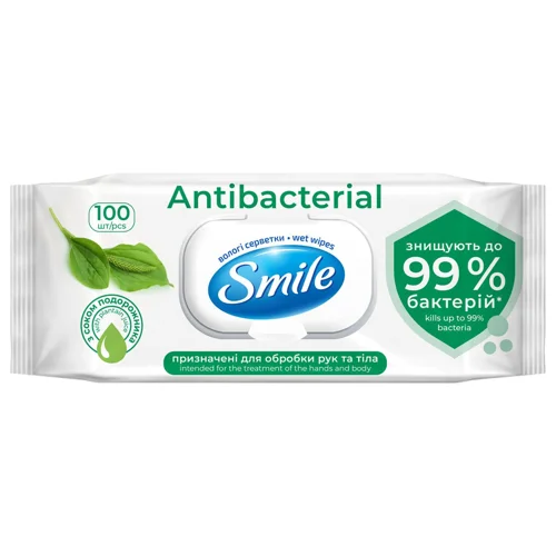Серветки вологі Smile Antibacterial 100шт в асортименті