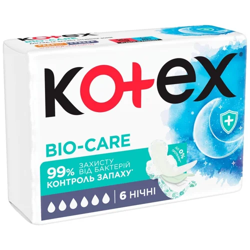 Прокладки гігієнічні Kotex Bio Care Night 6шт