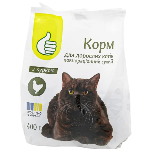 Корм сухий Auchan з курятиною для дорослих котів 400г
