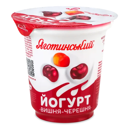 Йогурт 2.1% з Фруктовим Наповнювачем Вишня-Черешня Яготинський, с/б 260г