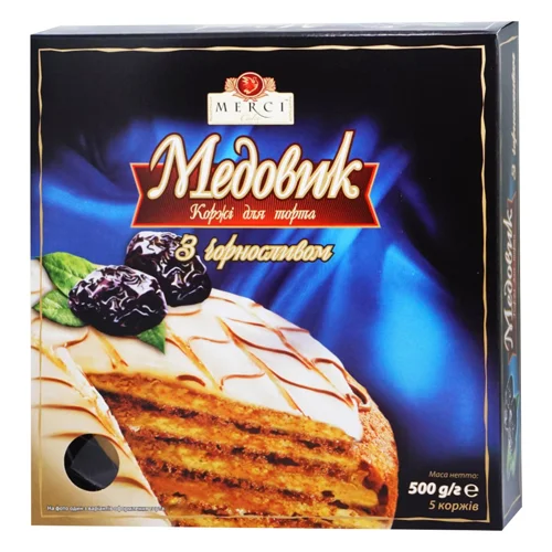 Коржі Merci Горлиця медові для торту з чорносливом 500г