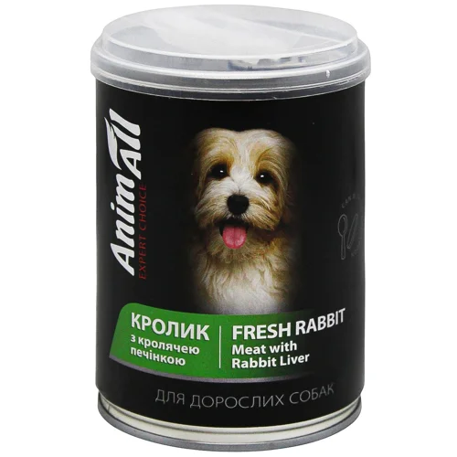 Корм вологий AnimAll Кролик з кролячою печінкою для дорослих собак 375г