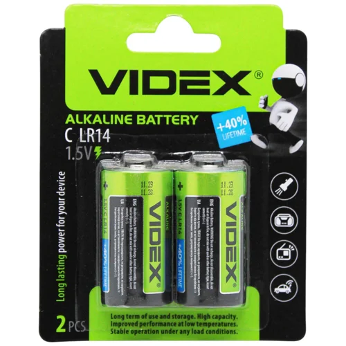 Батарейка Videx Blister Card LR14/С 2шт