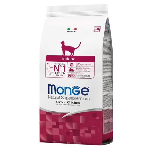 Корм сухий Monge Indoor з куркою та рисом для домашніх котів 400г