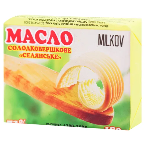 Масло Milkov Селянське солодковершкове 73% 180г