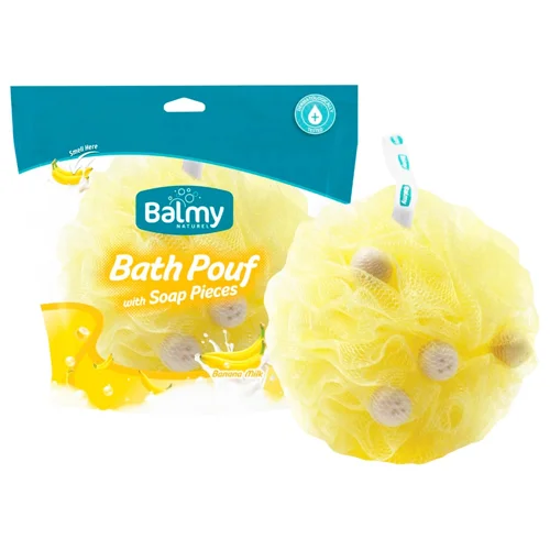 Мочалка зі шматочками мила Balmy Naturel Бананове молоко