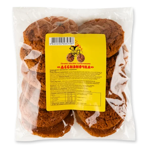 Печиво Вівсяне З Родзинками, в/ґ, ТОВ Кондитерська Фабрика Десна, 300г