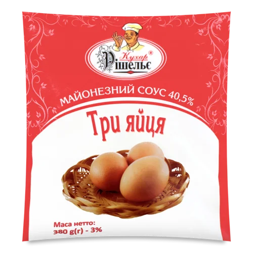 Соус Майонезний Вищого Ґатунку 40.5% Три Яйця, м/у 380г