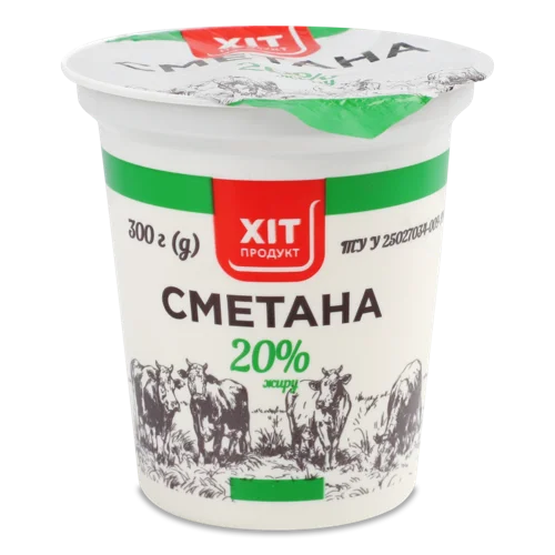 Сметана 20% Вищого Ґатунку, Пластикова Пляшка, 300г