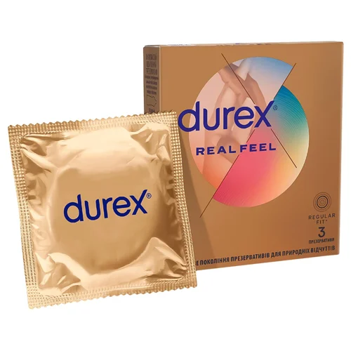 Презервативи Durex Real Feel з синтетичного латексу з силіконовою змазкою натуральні відчуття Зшт