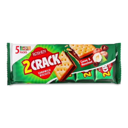 Печиво Затяжне З Начинкою Какао-Горіх, Crack Roshen, м/у, 190г