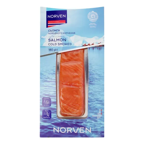 Сьомга філе-шматок Norven холодного копчення вищого ґатунку 180г