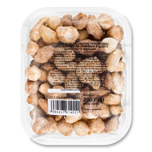 Суміш Горіхів Ядер Смажених В Цукрі З Кунжутом Та Корицею, п/у 200г