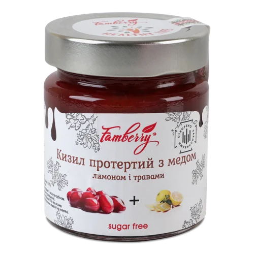 Кизил протертий з медом, лимоном і травами, с/б 230г