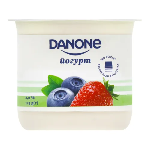 Йогурт 2% Чорниця-полуниця Danone ст 125г