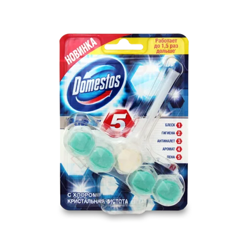 Блок для Очищення Унітаза з Хлором Power 5 Domestos 55г, в/ґ