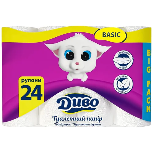 Туалетний папір Диво Basic 2-шаровий 24шт