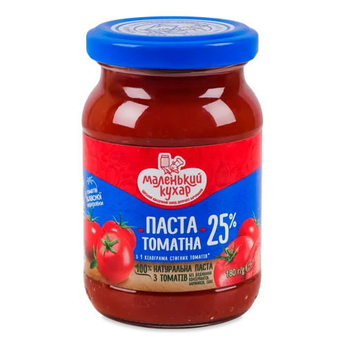 Паста Томатна 25% Пастеризована Маленький Кухар В/С Скляна Банка 180г