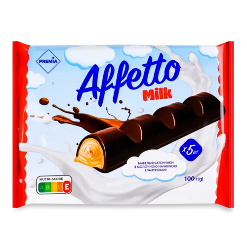Батончик PREMIA Affetto вафельний з молочною начинкою 100г
