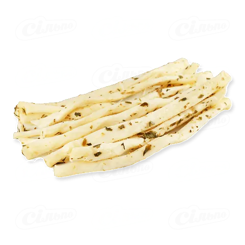 Сир «Монашинські сири» «Сулугуні» соломка біла з зеленню, кг