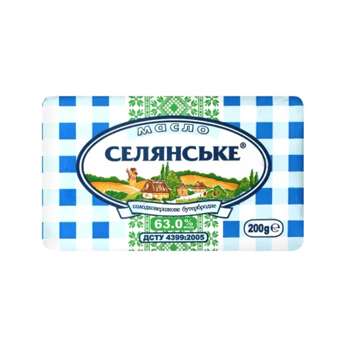 Масло 63% солодковершкове бутербродне Селянське м/у 200г