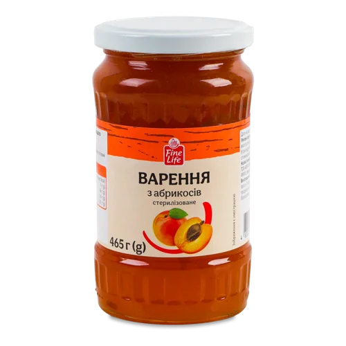 Варення Абрикосове Вищого Ґатунку Стерилізоване Fine Life в/с, 465г