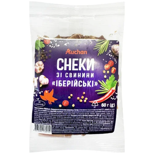 Снеки Auchan Іберійські зі свинини 60г