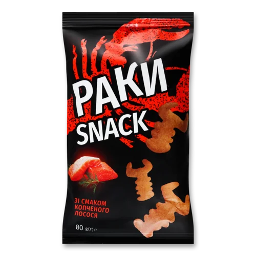 Копчений Лосось Снеки, в/к, Раки ТОВ Санні Фуд, 80г