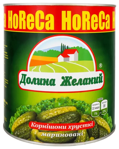 Корнішони Мариновані Хрусткі, в/ґ, з/б 2.8кг