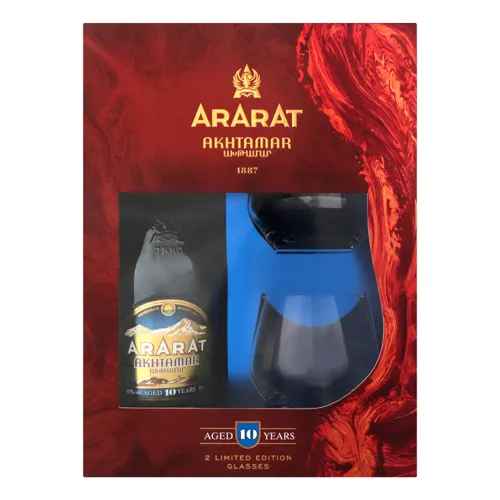 Набір коньяк 40% 0.7л марочний з 2-ма склянками Akhtamar Ararat 1шт