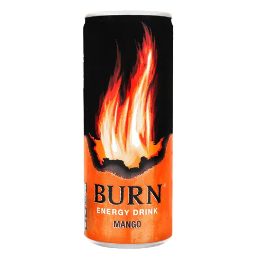 Напій енергетичний безалкогольний сильногазований зі смаком манго Burn з/б 0.25л