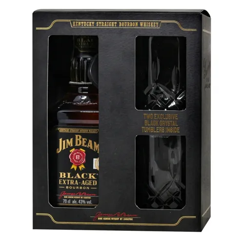 Віскі Jim Beam Black 40% 0,7л + 2 склянки